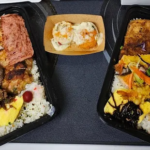 Regular bento, side scallops and seafood bento