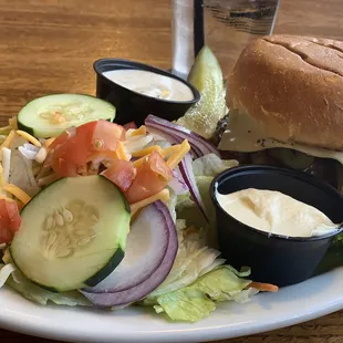 Rocket burger with side salad