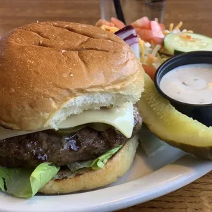 Rocket burger with side salad