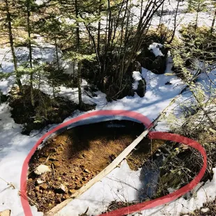 Iced over creek - heart melt