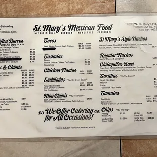 Most recent menu available :)  Uploaded 11/11/2022