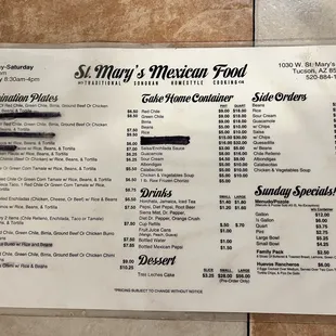 menu