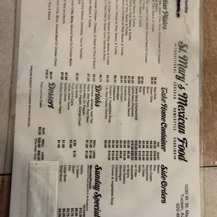 menu
