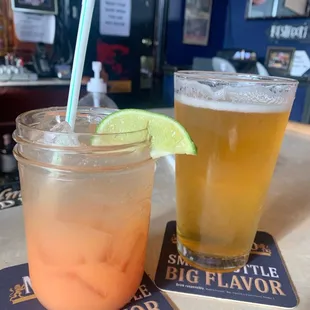 Virgin cocktail and an IPA