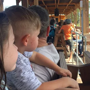 On train. The sitting area is all open carts.