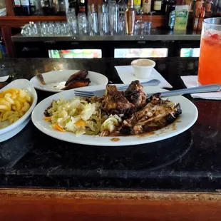 Large jerk chicken with extra jerk sauce! Makes me sweat.