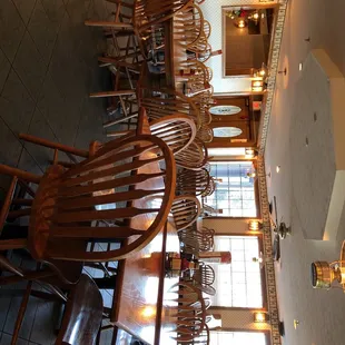 tables and chairs in a restaurant