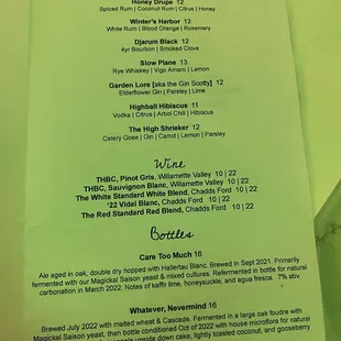 Menu as of 1/24/24
