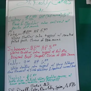 Their menu at Bleu Garten.