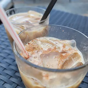 two glasses of iced coffee