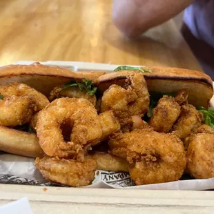 a tray of fried shrimp