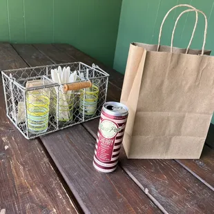 Outdoor dining available behind the shop away from busy Grand Ave