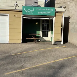 View from the parking lot behind store