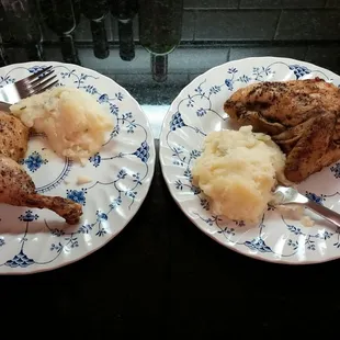 Take home dinner - roasted chicken and mashed potatoes - $25