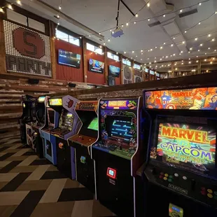 a row of arcade machines