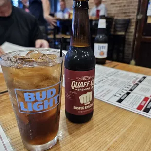 Whiskey and coke along with beer