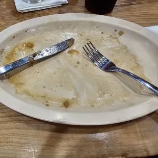 What was left of my chicken, mushrooms, cheese dish.