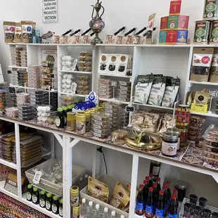 shelves full of food items