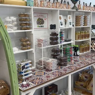 shelves of baked goods