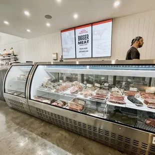 Expansive butcher case.