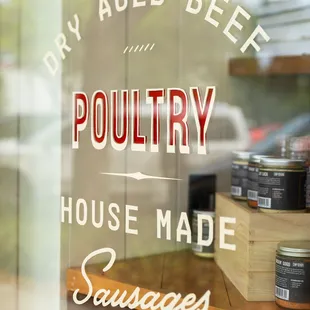 a display window with jars of food