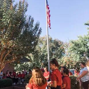 St. Peter Lutheran Lodi students pray during "See You At The Pole" 2019