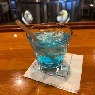 The Commodore - exclusively available at the St. Pete Yacht Club: Kettle One, Soda, Splash of Blue Curaçao