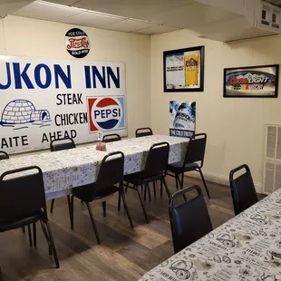 a long table with chairs