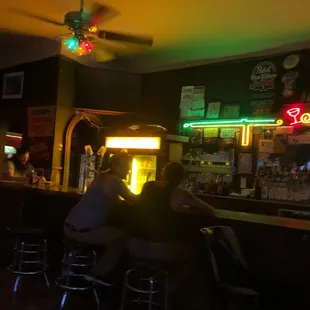 two people sitting at a bar