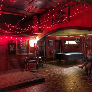 a pool table and a pool table