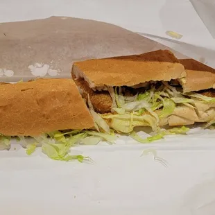 a sub sandwich cut in half