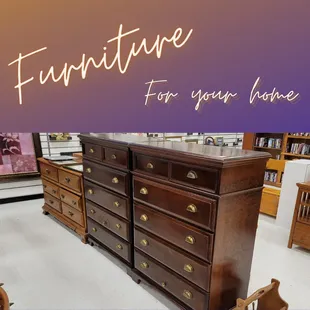 2 chest of drawers and 1 lowboy dresser