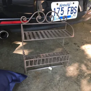 Metal shelf planned for my patio to hold planters.