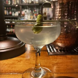 Pickle Martini aka Wicked Martini (pickle juice, vermouth, dill gin)