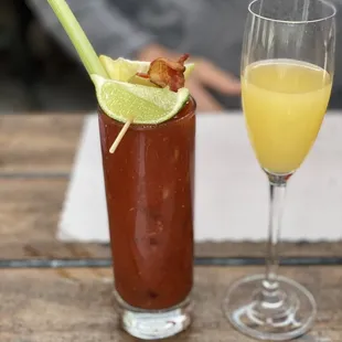 Vodka bloody Mary and Bacon