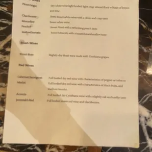 a menu on a table
