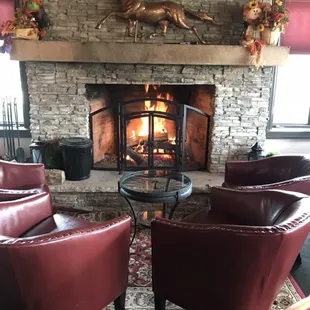 Enjoy a great meal and drinks fireside at the Stables!