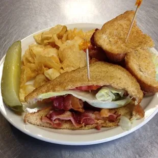 a sandwich and chips
