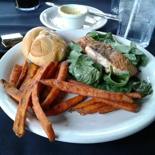 Ginger spiced salmon w/sweet potato fries...