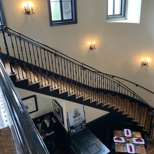The staircase area leading to upstairs