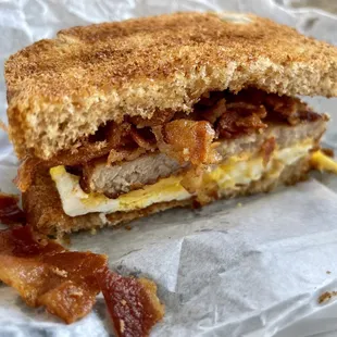 Breakfast Sandwich. Sausage and bacon