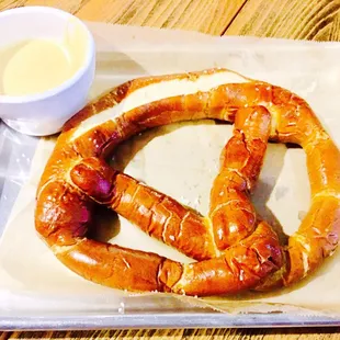 Huge Pretzel with beer cheese dip.