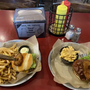 BYOBs, fries, twisted mac n cheese - the fried pickles were delicious!! And