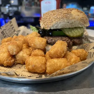Got the bison burger and tots