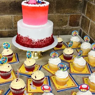 Red Velvet Cupcakes, White Wedding Cupcakes, Tiered Wedding Cake