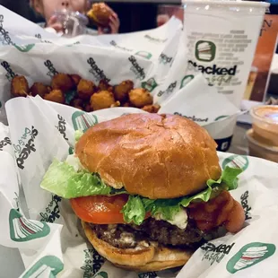 Double stack with blue cheese &amp; bacon