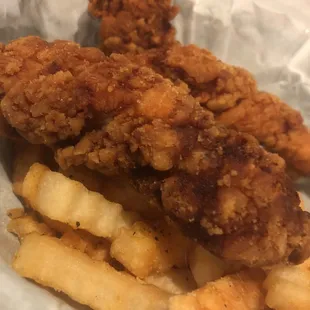 Burnt chicken strips