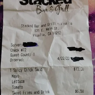 Pretty expensive for chicken sandwich, fries and drink. Price was $15 now over $21. Price gouging.