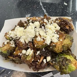 Citrus honey sriracha fries brussel sprouts