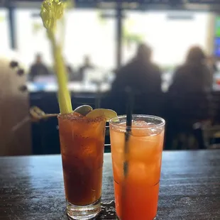 Bloody Mary and tequila sunrise